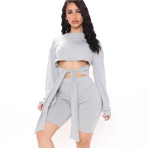 Sunday Necessity Short Set - Heathered Grey